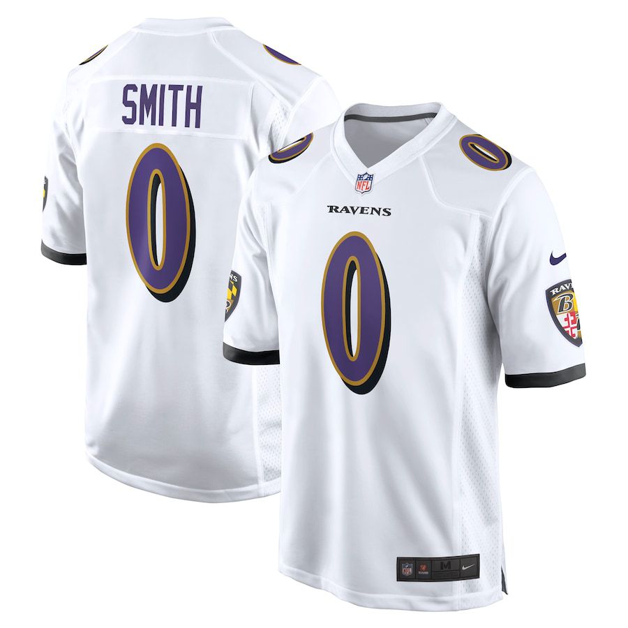 Men Baltimore Ravens #0 Roquan Smith Nike White Game NFL Jersey